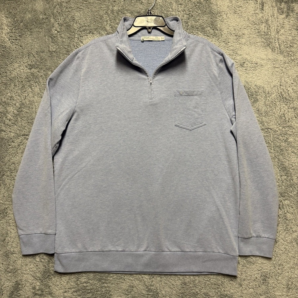 Criquet Pullover Mens 2XL Light Blue 1/4 Zip Pocket Performance Stretch Golf